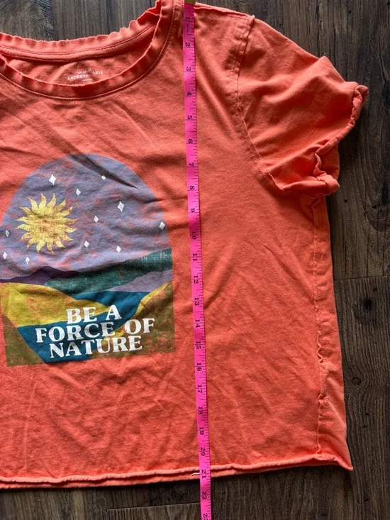 Anthropologie womens Orange Graphic Tee with Multicolor Nature Print - Picture 4 of 5